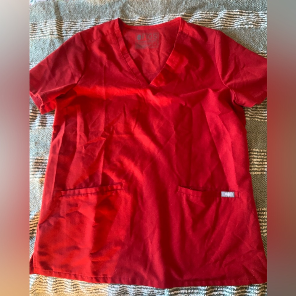 Figs Casma Scrub Top Medium Red